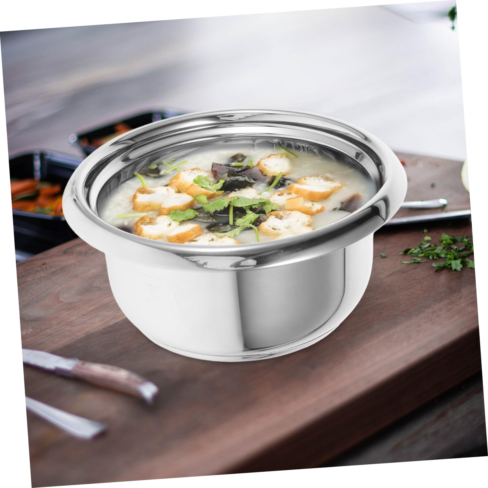 Doublure Intérieure en Acier Inoxydable pour Cuiseur à Riz, Pot Argenté Répartition Homogène Chaleur, pour Cuisson Riz et Vapeur