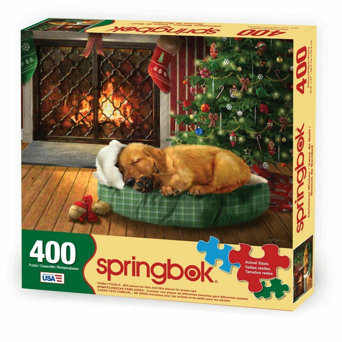 Springbok Puzzles - Christmas Wishes - 400 Piece Jigsaw Puzzle - Large 26.75 Inches by 20.5 Inches Puzzle - Made in USA - Unique Cut Interlocking Pieces - Big Pieces for Kids & Small Pieces for Adults