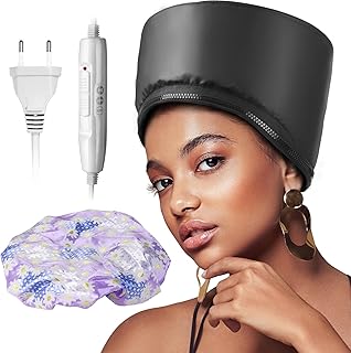 Bonés de aquecimento para cuidados profundos, capuzes secos para o cabelo, tratamento térmico, tampa térmica para nutrição, 2 modos de temperatura (preto)