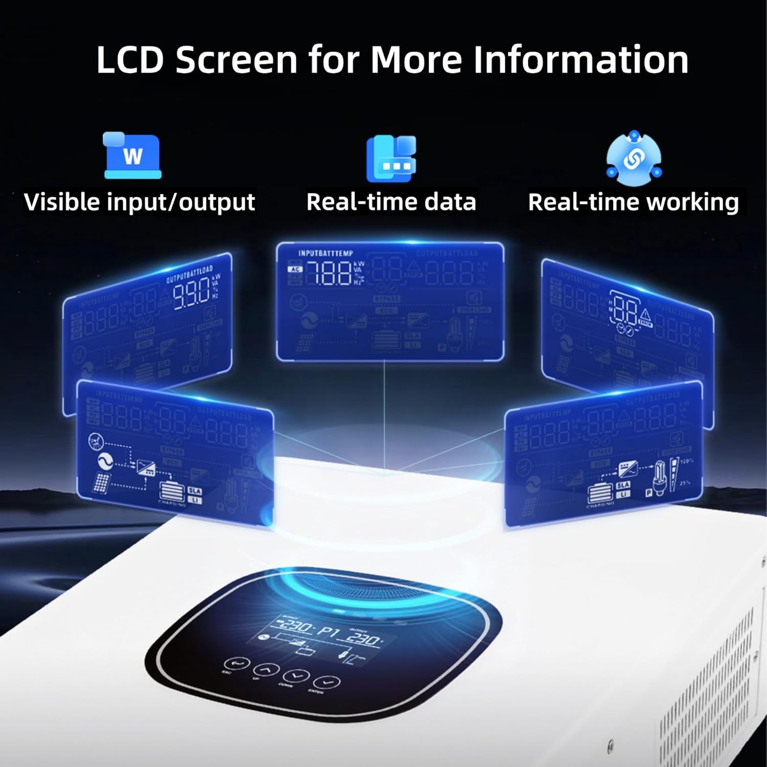 5000W Hybrid Solar Inverter 48VAC to 110V/120VAC, Built-in 80A MPPT Solar Charge Controller, Max.PV Input 5500W, 500VDC, 22A, Work w/ 48V Lead Acid/Lithium Batteries, for Home,RV,Truck - Image 3