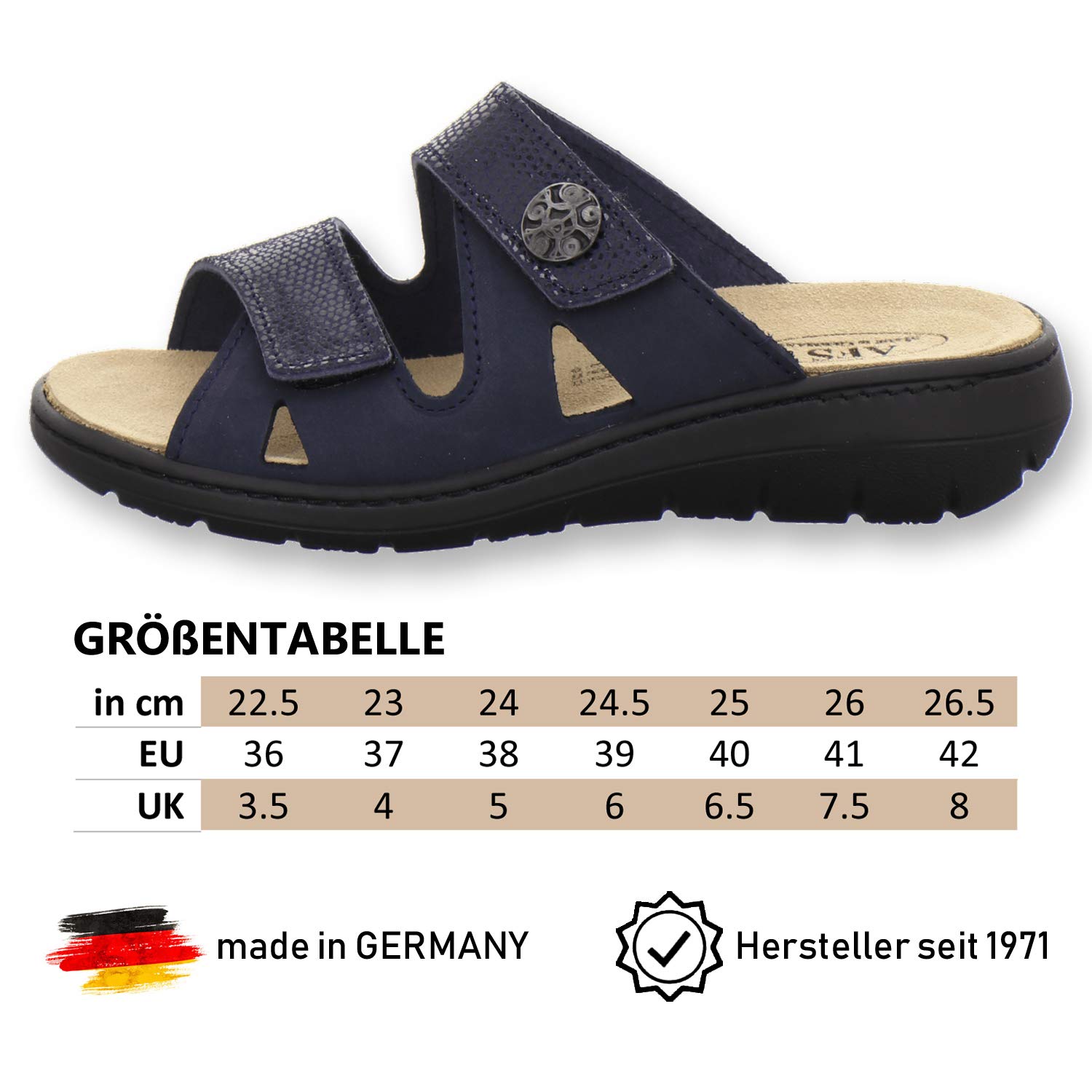 AFS-Schuhe 2808, comode pantofole da donna in pelle, pratiche scarpe da lavoro con plantare intercambiabile, comode pantofole