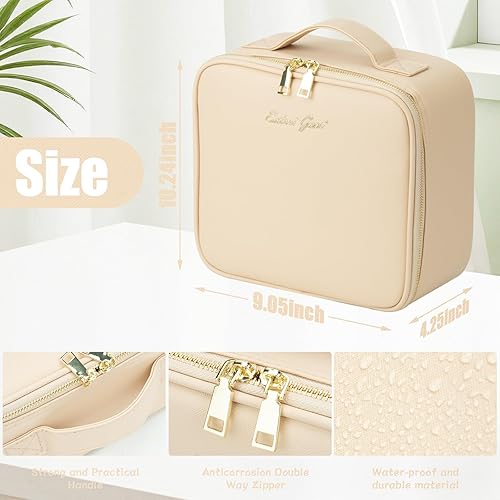 Vista 21 de Estuche de viaje de maquillaje con espejo luz LED 3 brillo ajustable, bolsa de cosméticos grande, almacenamiento portátil, partición ajustable, Roses
