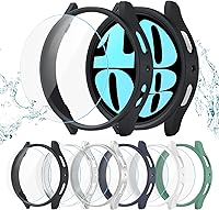 Vista 19 de Pack de 12 fundas para Samsung Galaxy Watch 6 de 40 mm, protector de pantalla con cubierta de policarbonato duro y película protectora de vidrio