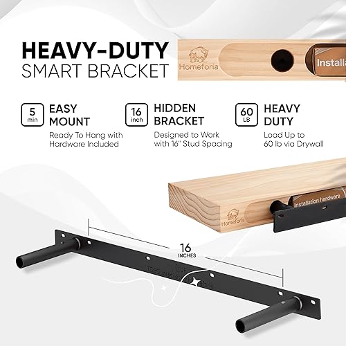Vista 173 de Homeforia Estantes flotantes de madera de 36 pulgadas, estante flotante grande de madera natural maciza de alta gama de 36 pulgadas, estantes