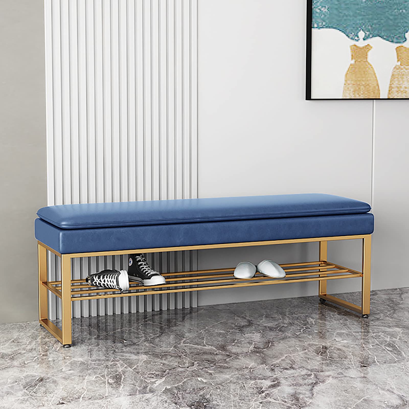 Banc à chaussures confortable en cuir PU : optimisez le rangement de votre entrée avec style