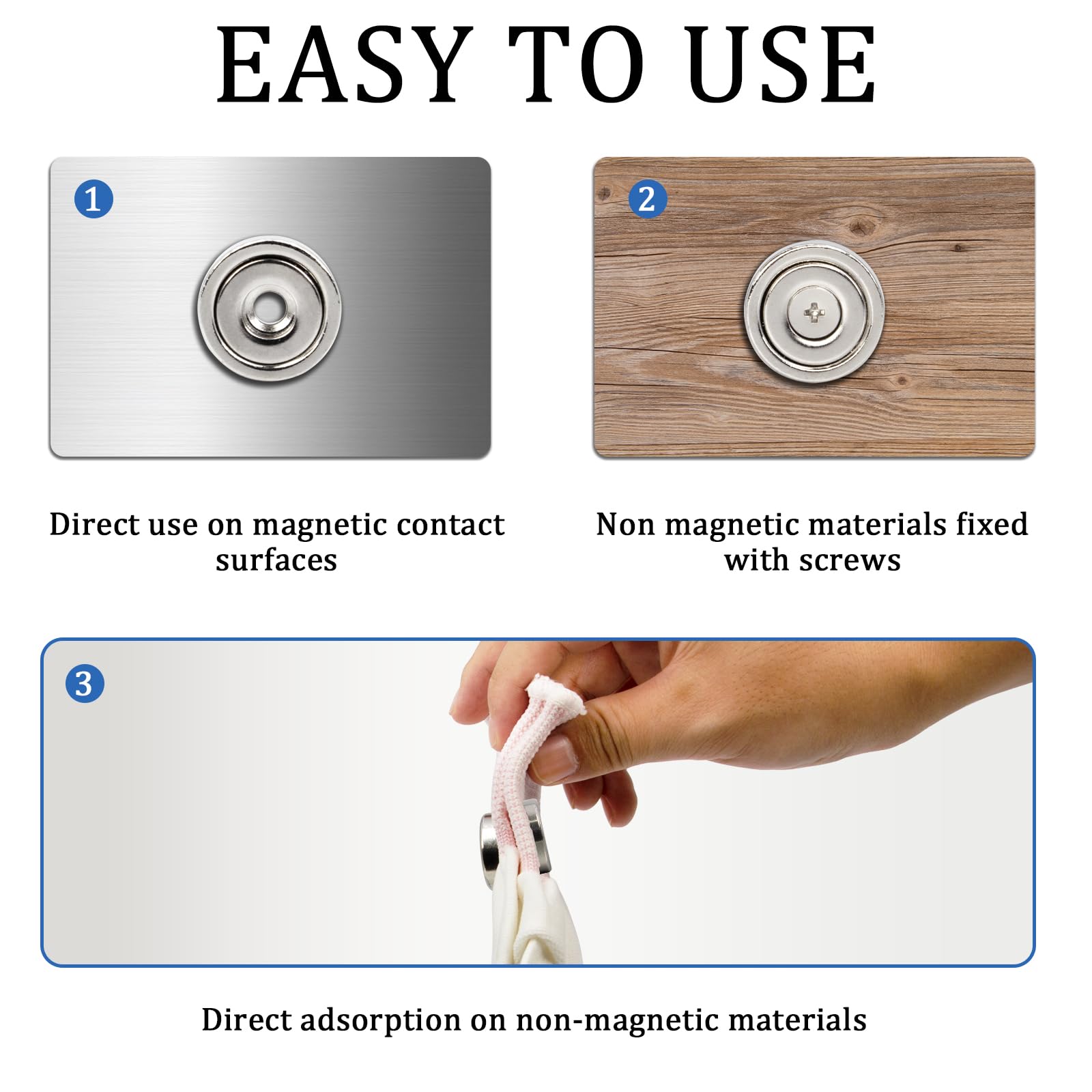 Strong Neodymium Magnets with Holes and Screws, 60lbs - 10 Pack — Amazon image 5