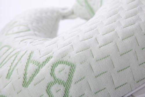 Miniatura 2 de MUTLU HOME GOODS Almohada de cuello de bambú en forma de U cojín de soporte de cabeza de viaje suave lavable extraíble color blanco almohada de