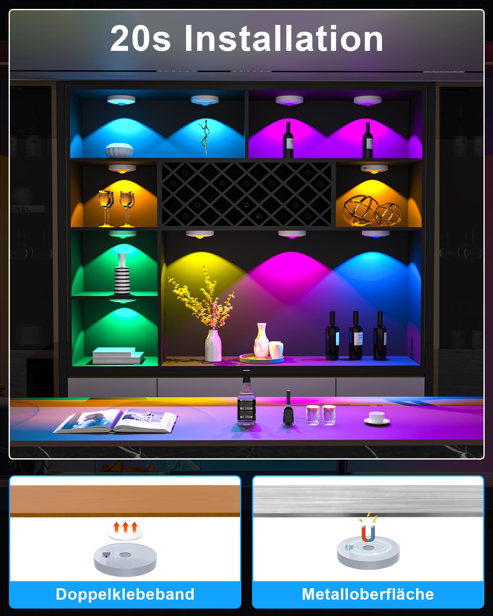 Luci LED Armadio Ricaricabili Con Telecomando - Faretti Senza Fili Per Mobili - Foto 9