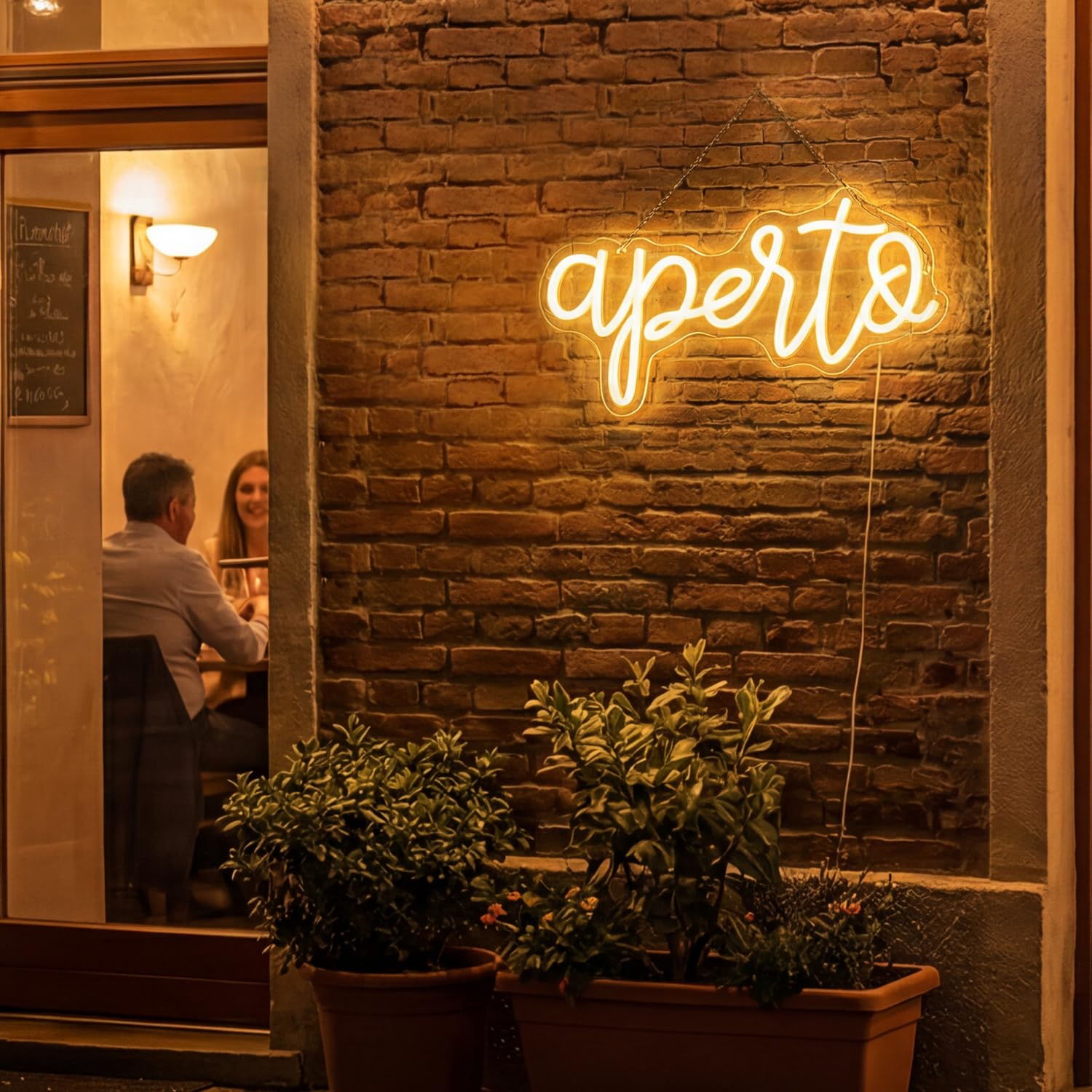Insegna Luminosa Aperto,Insegna al neon Open per porta finestra, USB Insegna a LED aperta dimmerabile per negozi, luce al neon per bar, ristorante, supermercato, bar, hotel, Salone