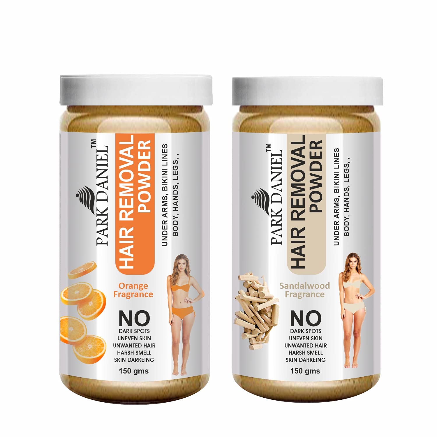Park Daniel Natural Orange + Sandalwood Fragrance Hair Removal Powder-For Underarms, Hand, Legs & Bikini Line(Three in one Use) Combo Pack of 2 Jars of 150gm (300gm) (B09F8TBHF1) Amazon Price History, Amazon Price Tracker