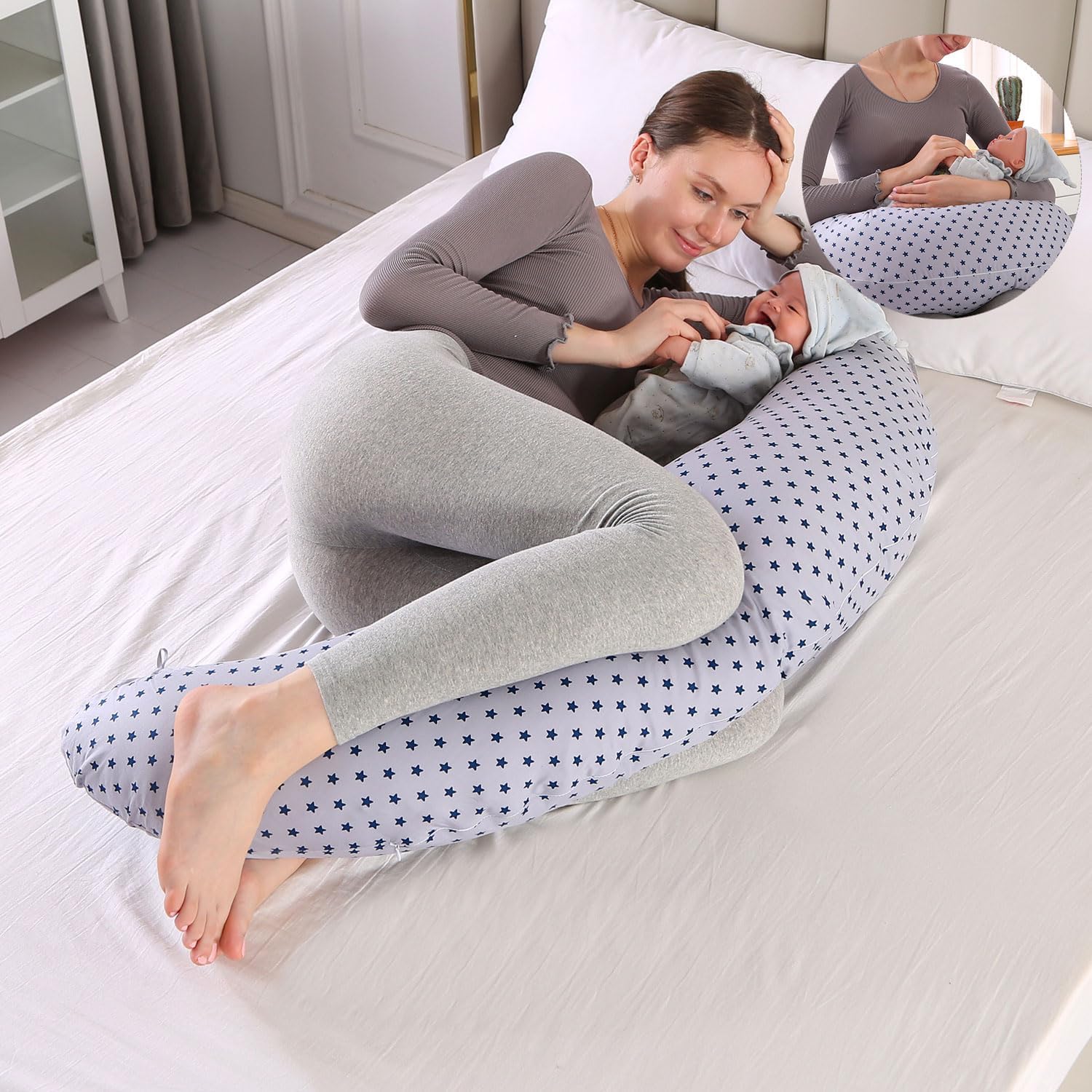 Home Pregnancy Pillows, Maternity Pillow for Pregnant Women, Breastfeeding Pillows for More Support for Mom and Baby Pregnancy Pillows for Sleeping with Removable Cover