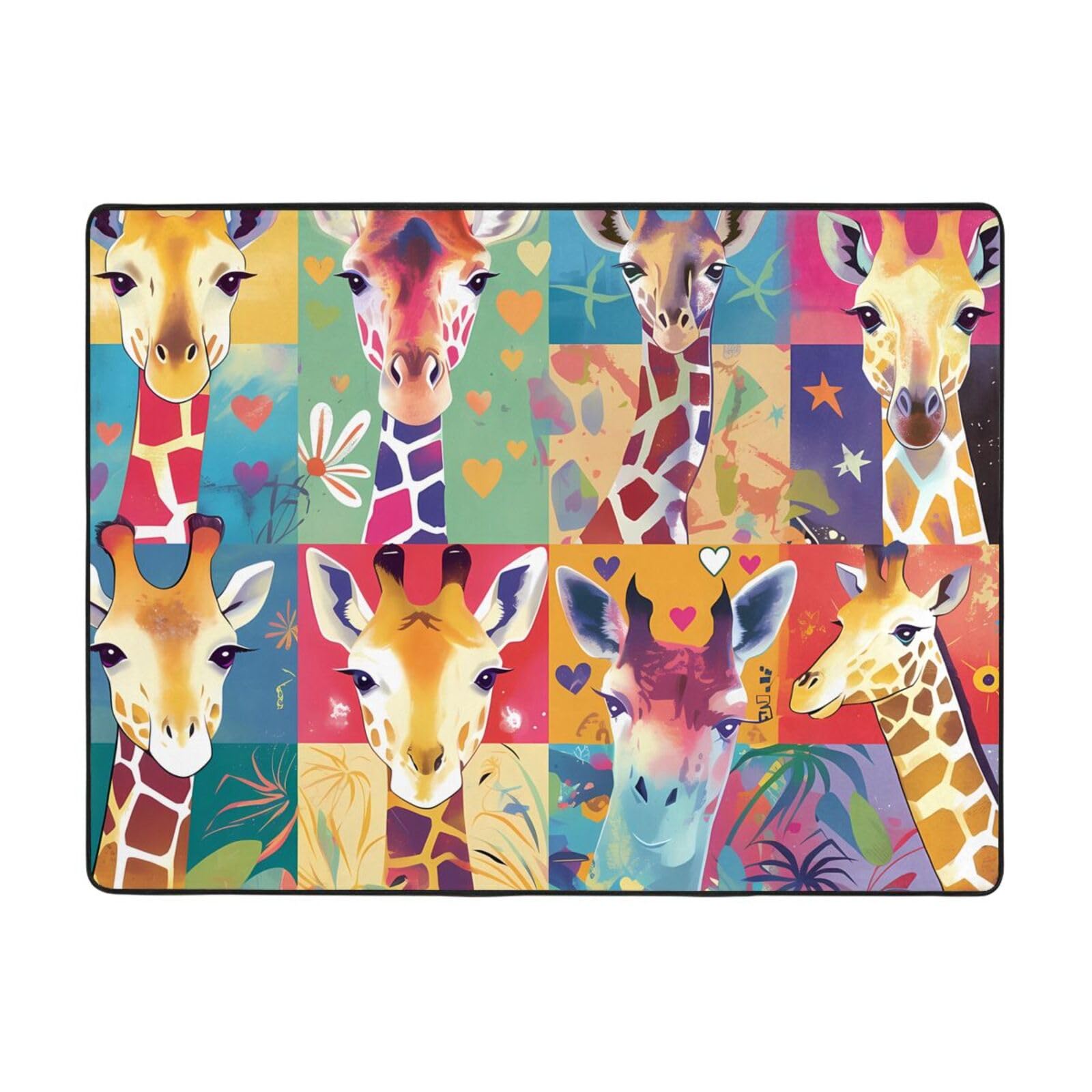 Tapis imprimé coloré girafe pour égayer une chambre d'enfant