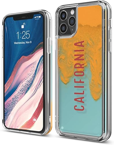 elago Funda de arena compatible con iPhone 11 Pro Max, efecto cascada, arena neón líquida, protección de cámaracaída, totalmente cubierta, probado