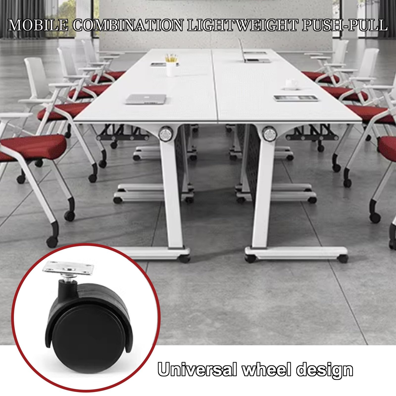 Tavolo da conferenza modulare pieghevole con piano ribaltabile, scrivania mobile per allenamento e mensole, ideale per ufficio, aula e sala di formazione, design di giunzione 120 x 40 cm