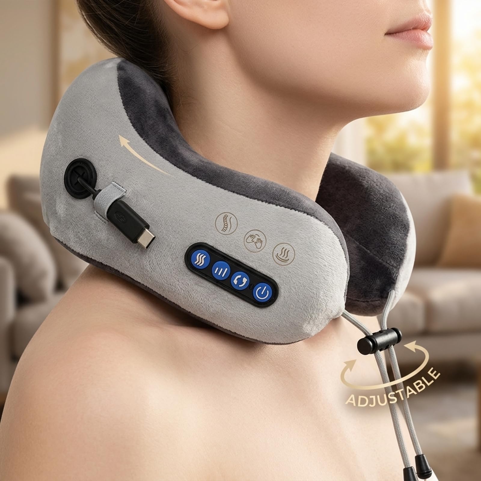 FELIXIZ Masseur Cervical avec Pétrissage 3D, Vibrations et Chaleur. 3 Vitesses. Coussin Réglable Sans Fil. 15 Min Arrêt Auto. Pour Maison, Bureau, Voyage.