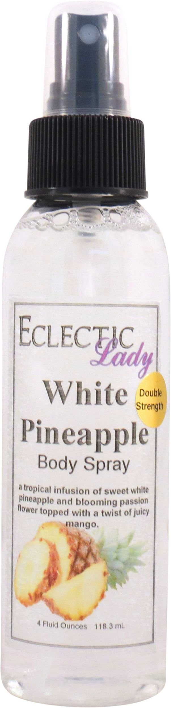 Eclectic Lady White Pineapple Body Spray, Double Strength, 4 ounces, Body Mist for Women with Clean, Light & Gentle Fragrance, Cologne with Soft, Subtle Aroma For Daily Use