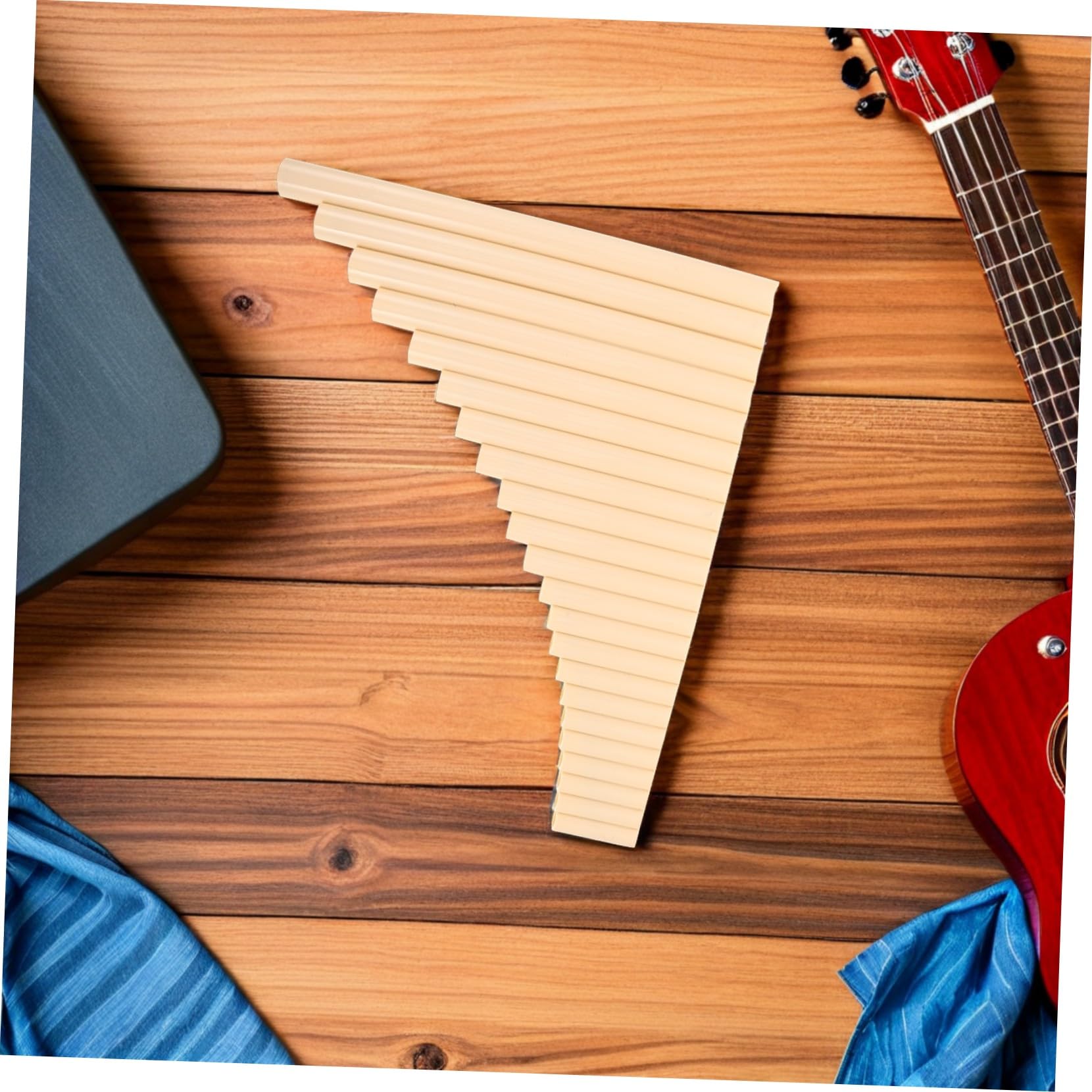 Flauto di Pan Tradizionale G 22 Tubi Beige per Esecuzione | Musica Folk e Palco, Plastico, Orientabile da Lato Sinistro o Destro, per Principianti e Professionisti