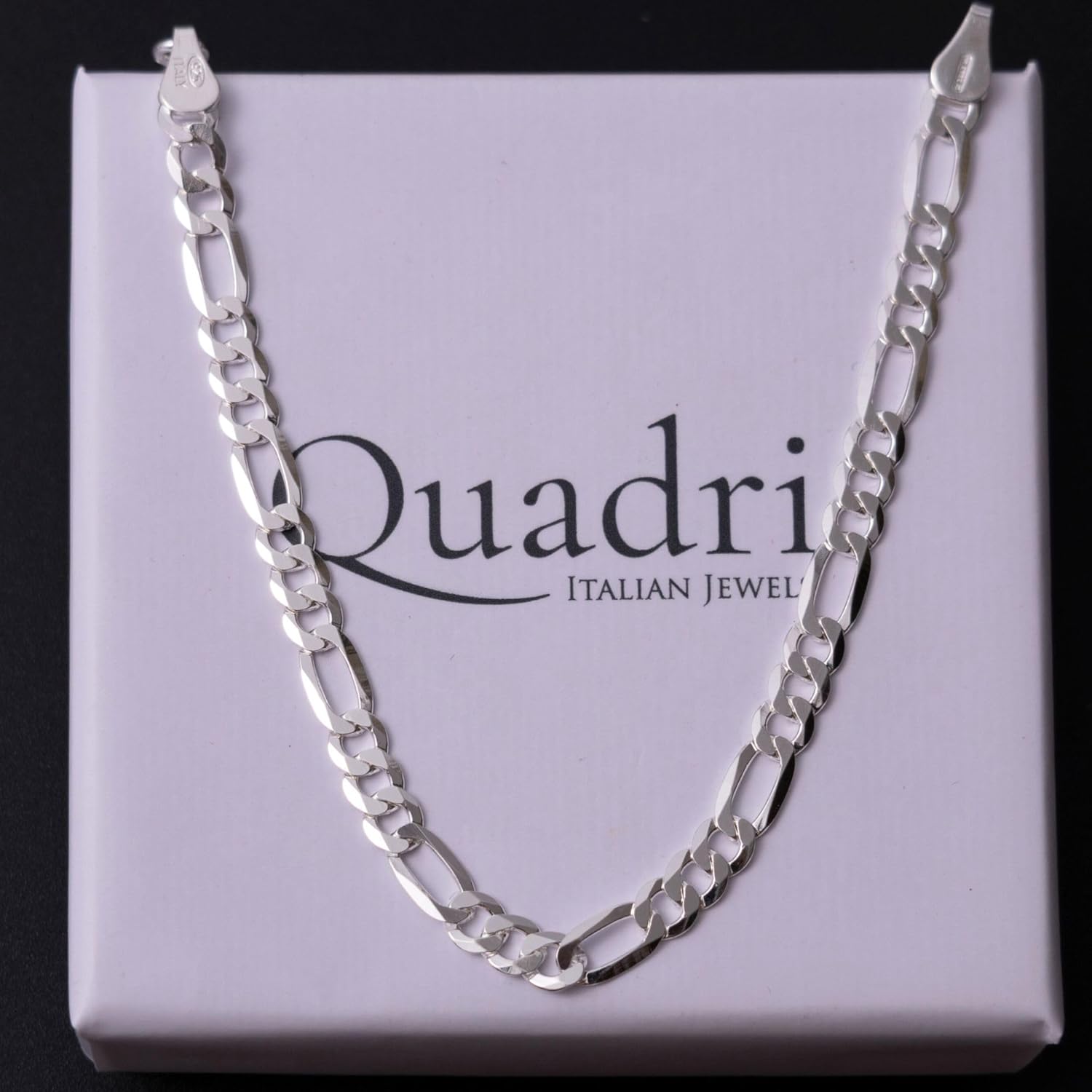 QUADRI Figaro Link Chain in 925 Sterling Silver, Italian 5mm Bracelet for Men Women, 7 to 8.5 Inch, Made in Italy, Gift Box Included - Image 7