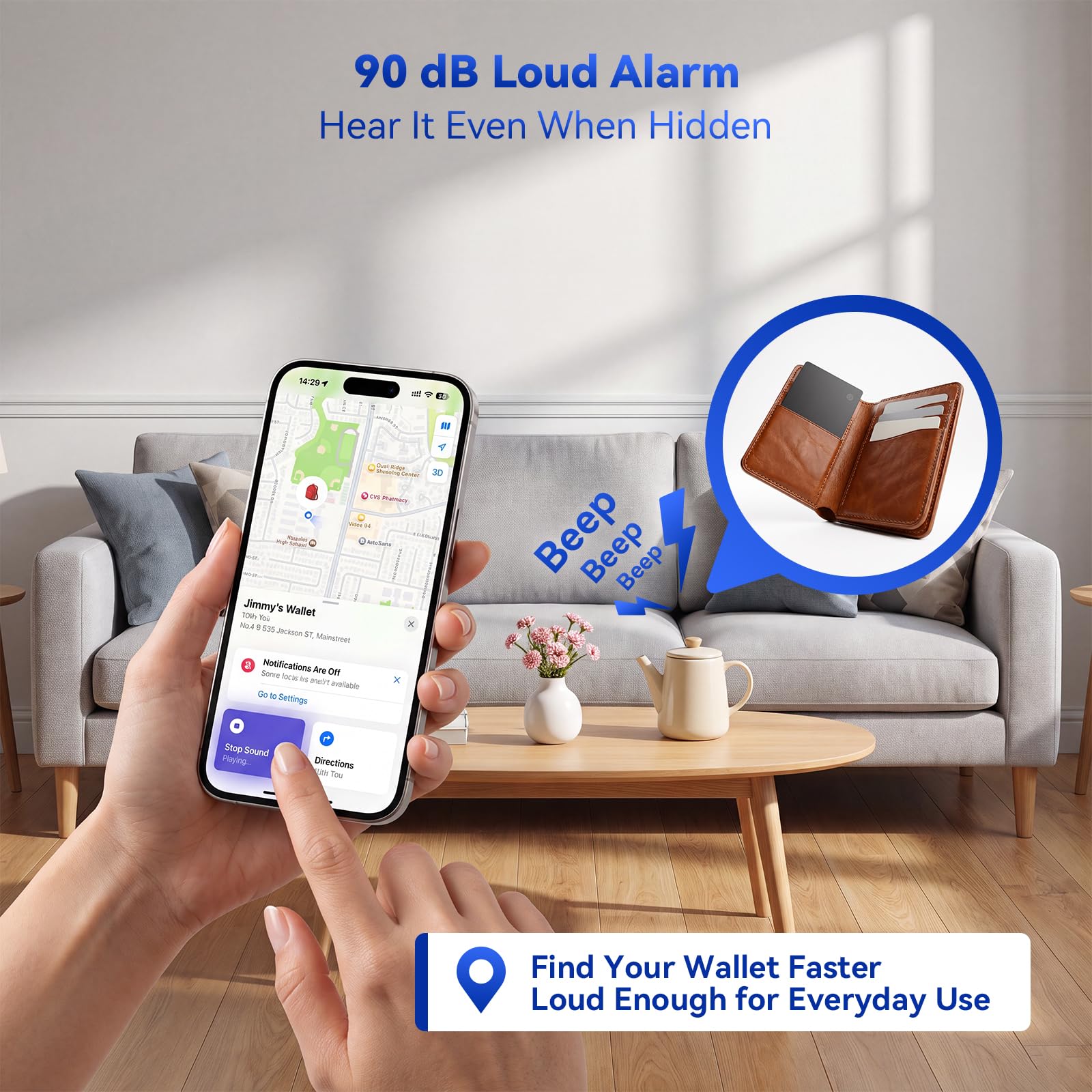 Tarjeta de seguimiento de cartera de doble plataforma, tarjeta de seguimiento delgada inalámbrica recargable de 0.18 cm, funciona con Apple Find My y Google's Find Hub, localizador de artículos