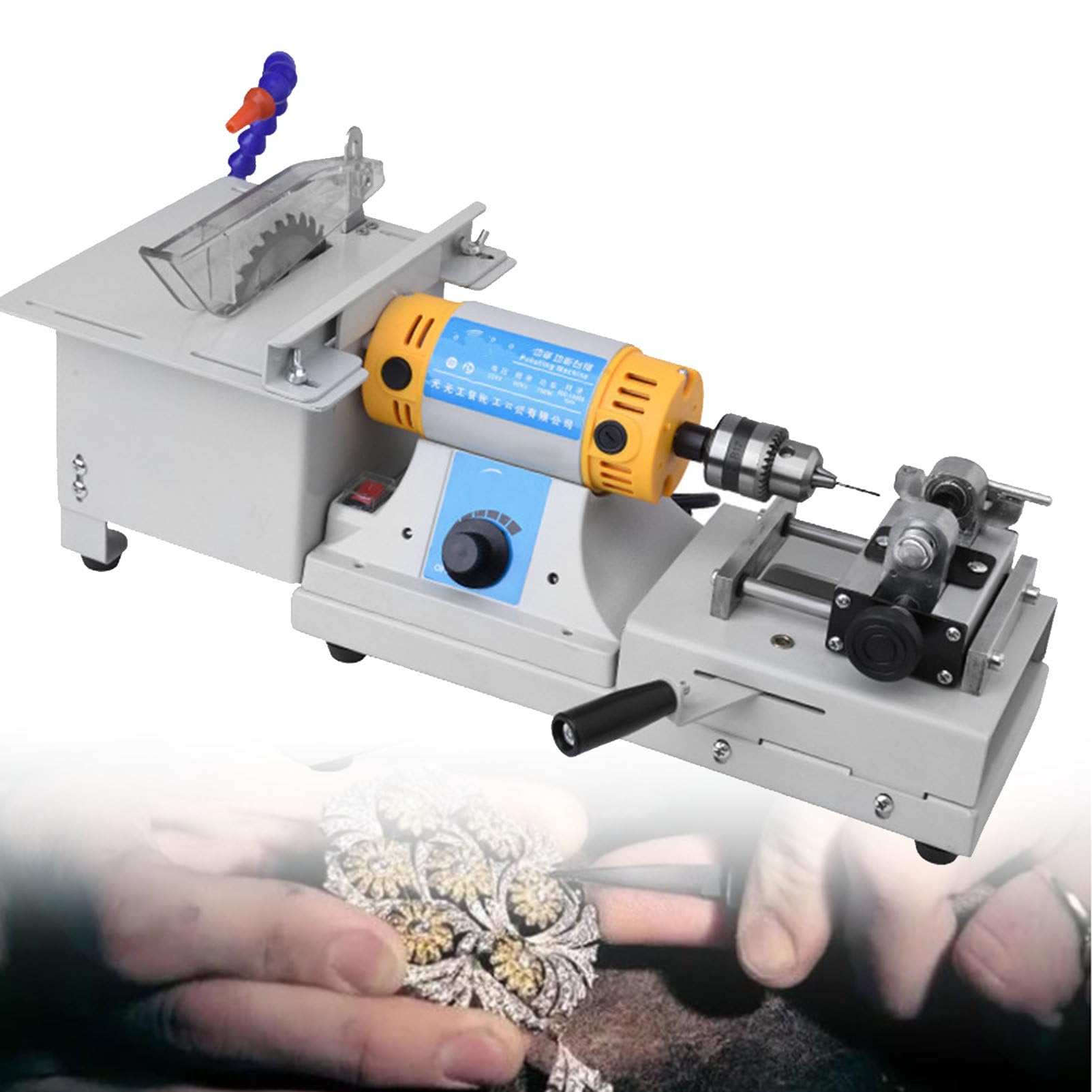 Pulidora de joyería de roca, sierra de mesa de precisión en miniatura, máquina cortadora de torno de banco, pulidora de piedras preciosas, máquina pulidora para fabricación de joyas, para pulir