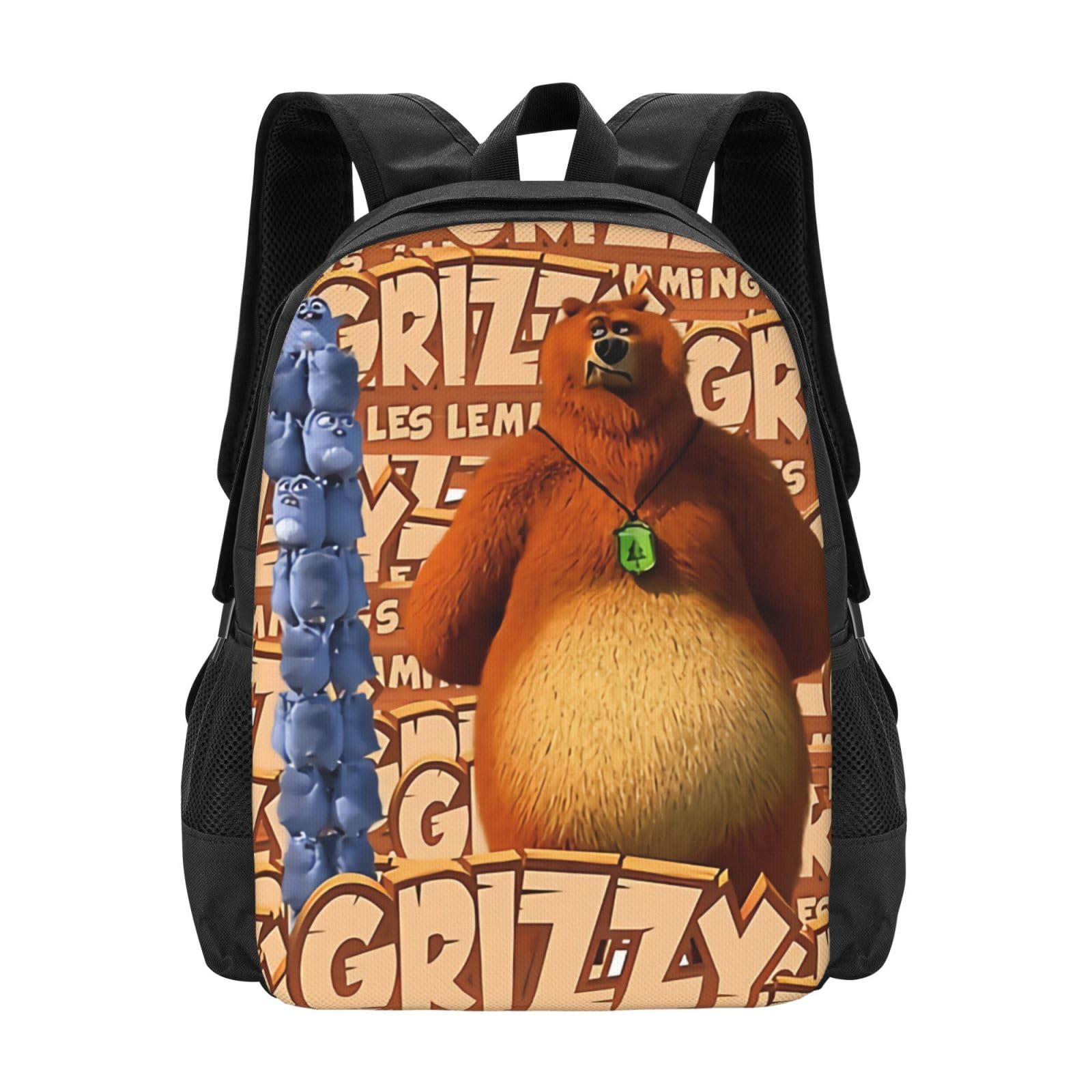 Dpgufpv Unisex Multicolor Grizzy And Anime The Lemmings School Backpack Portable Daypack For Outdoor Sports Travel Bag
