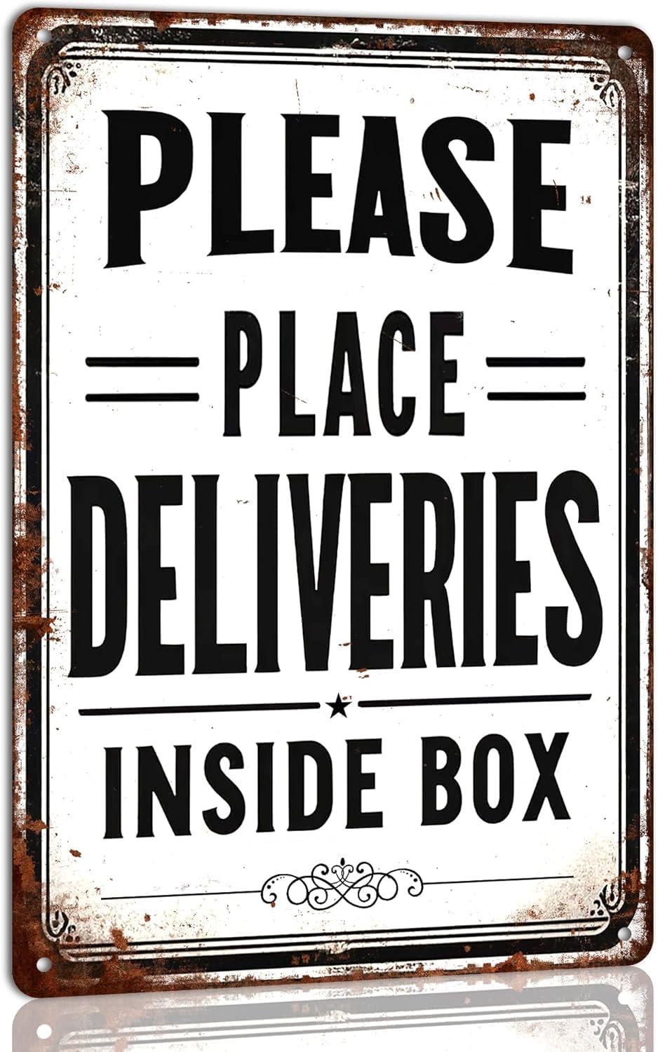 SMAZDFXX Please Place Deliveries Inside Box Metal Tin Sign Decorative Home Front Door Courier Box Decor Retro Plaque for Outdoor Home Decor Room Door Accessories Yard 5.5"x8"