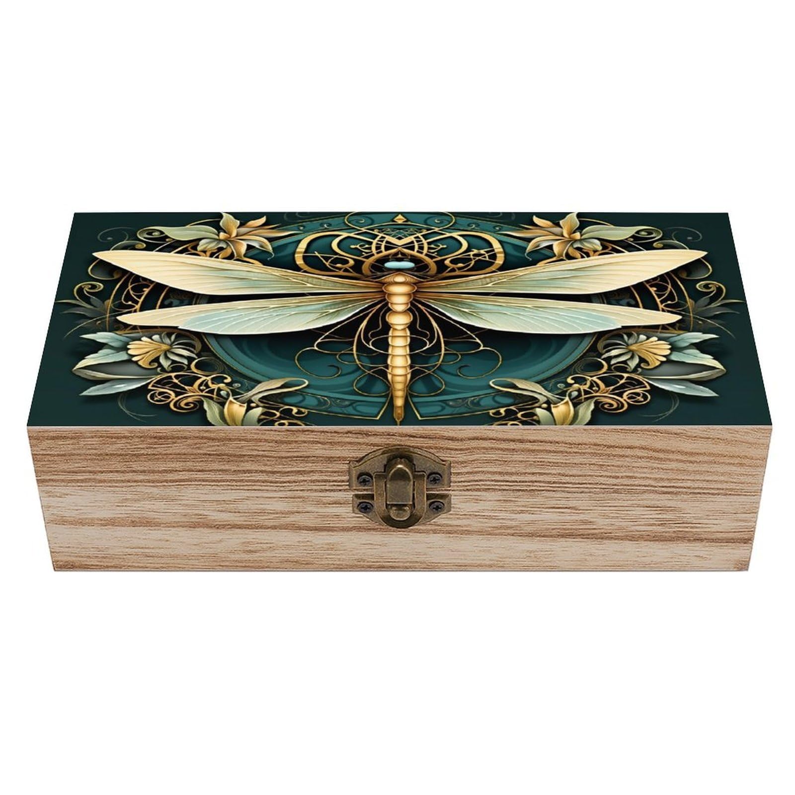 asbwuo Dragonfly Vintage Wooden Keepsake Box