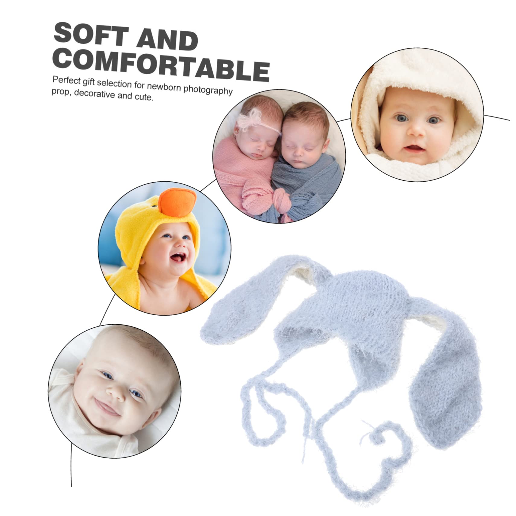 COLLBATH 3 Stück Hasenmütze wintermütze kindergeschenke gadgets babykostwärmer babytragen Babymütze mit langen Ohren Beanie-Mütze mit Hasenohren Elasthan Grey