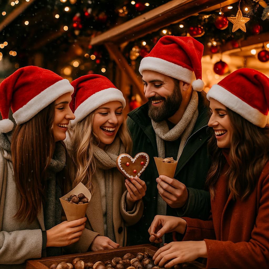 Makotex 1 bis 100 Weihnachtsmützen Nikolausmützen Weihnachtsmann Mütze Weihnacht ca. 28x42 (100, Polyester)