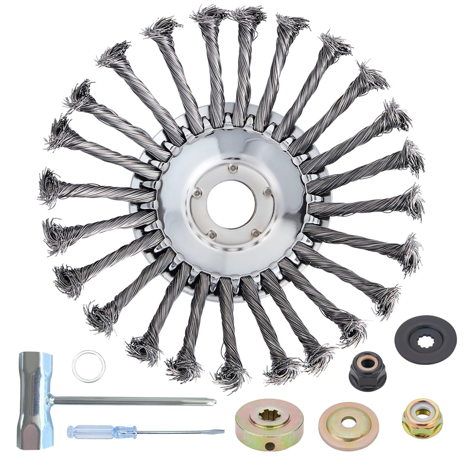 Testa per decespugliatore in filo di acciaio da 25,4 cm con kit adattatore