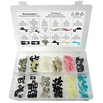 Woodzdon 128 Pcs Door Lock Rod End Clip Tailgate Handle Rod Clip Door Lock Pawl Door Handle Rod End Retainer Assortment Fits 5/32