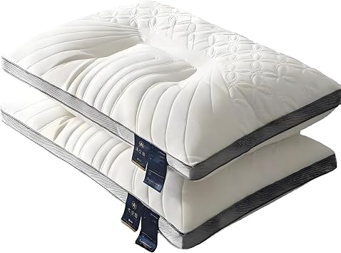 Latex Pillows 2-Pack For Adults - Ergonomic Cervical Support Pillow Core, Breathable Cooling Sleep & Pressure Relief Bed Pillows, Hotel Quality
