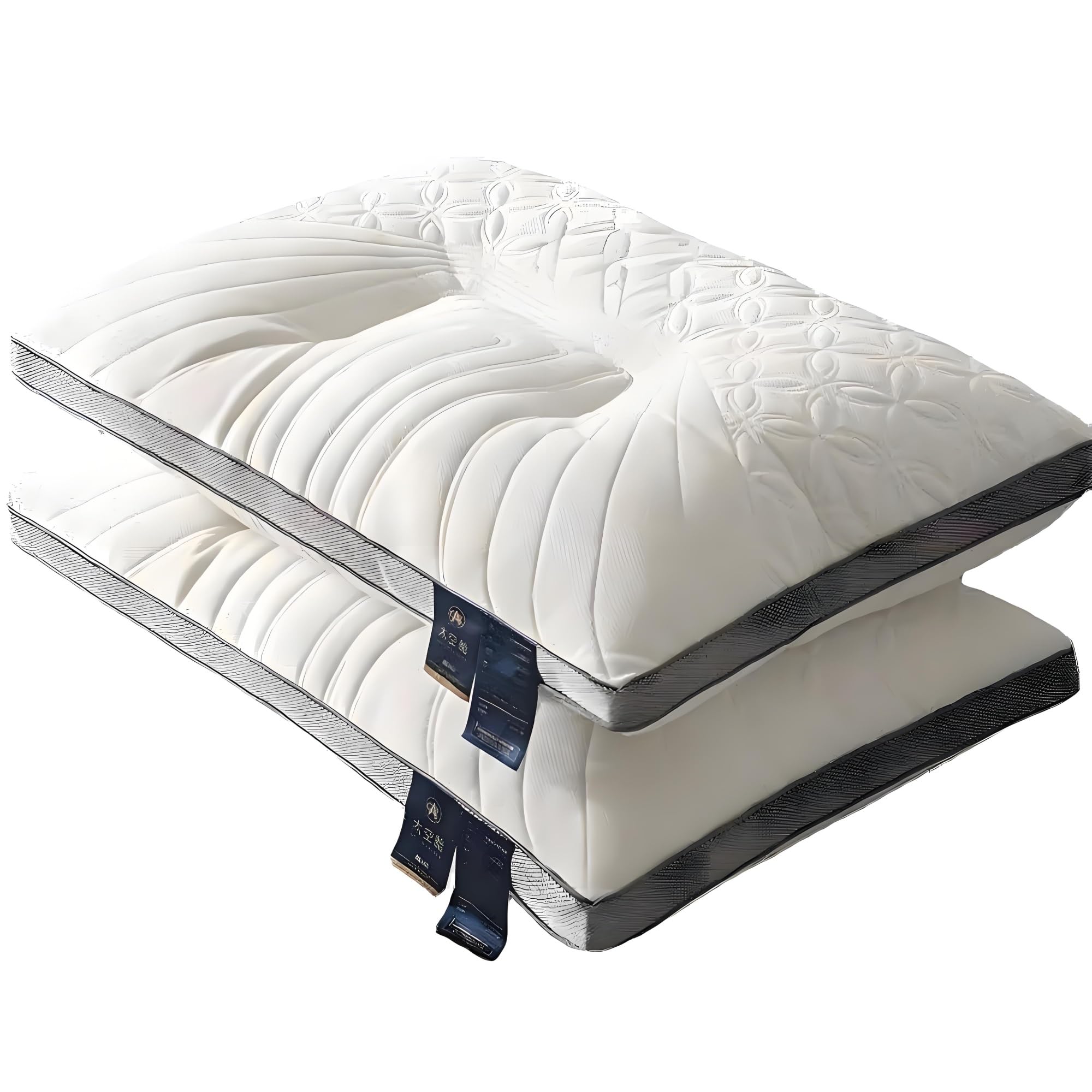 Almohada De Látex: Malla Transpirable 3D Y Tela De Doble Cara, Zonificación Ergonómica For Quienes Duermen De Costado O Boca Arriba, Paquete De 2 Almohadas Ortopédicas