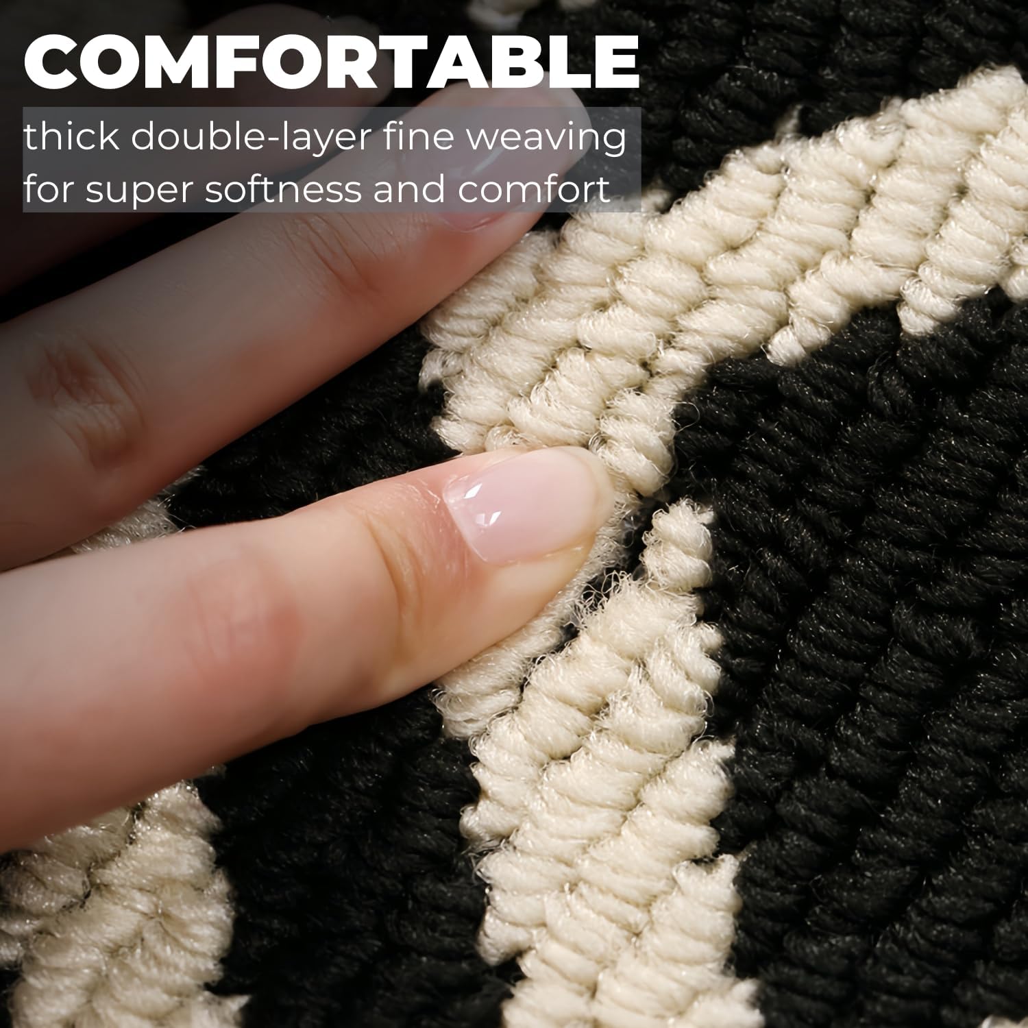 GIB Kitchen Mat for Floor 23.6" x 71", Kitchen Rug Non Slip/Skid Washable Runner Rug, Stain Resistant Comfort Standing Mat for Kitchen Laundry & Sink Decor, Black Cream Checkered