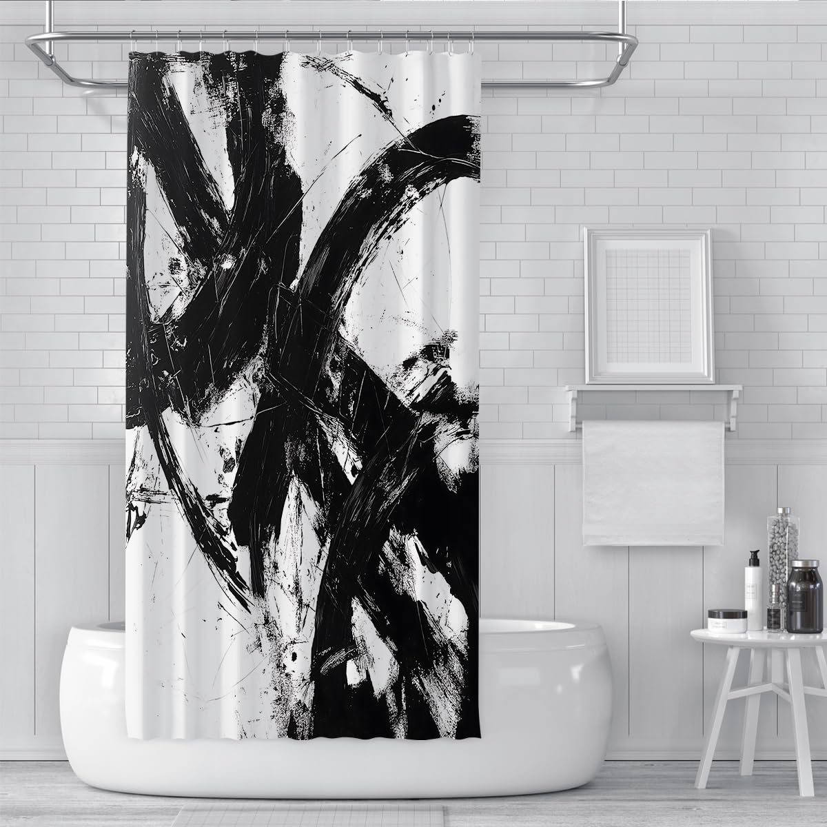 Rideaux de douche pour salle de bain avec coups de pinceau 150x200cm