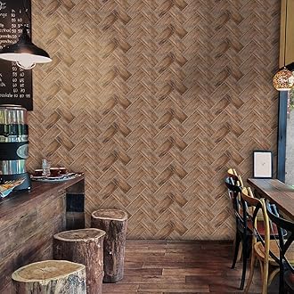 Wood Effect Wall Sticker for TV Walls/Sofa Background Bedroom Kitchen Living Room Bathroom Wall Decor,Tile Transfers Sticker for Home Decor, Peel & Stick self-Adhesive Splashback Tile Decals, 27 pcs