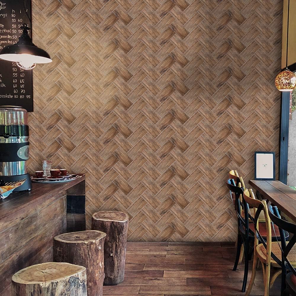 Wood Effect Wall Sticker for TV Walls/Sofa Background Bedroom Kitchen Living Room Bathroom Wall Decor,Tile Transfers Sticker for Home Decor, Peel & Stick self-Adhesive Splashback Tile Decals, 27 pcs