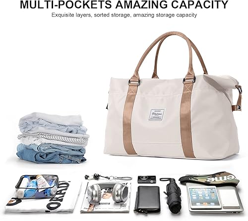 Miniatura 3 de Bolsa de lona de viaje, bolsa de gimnasio deportiva, bolsa de noche para el fin de semana, para llevar en el hombro, para mujer