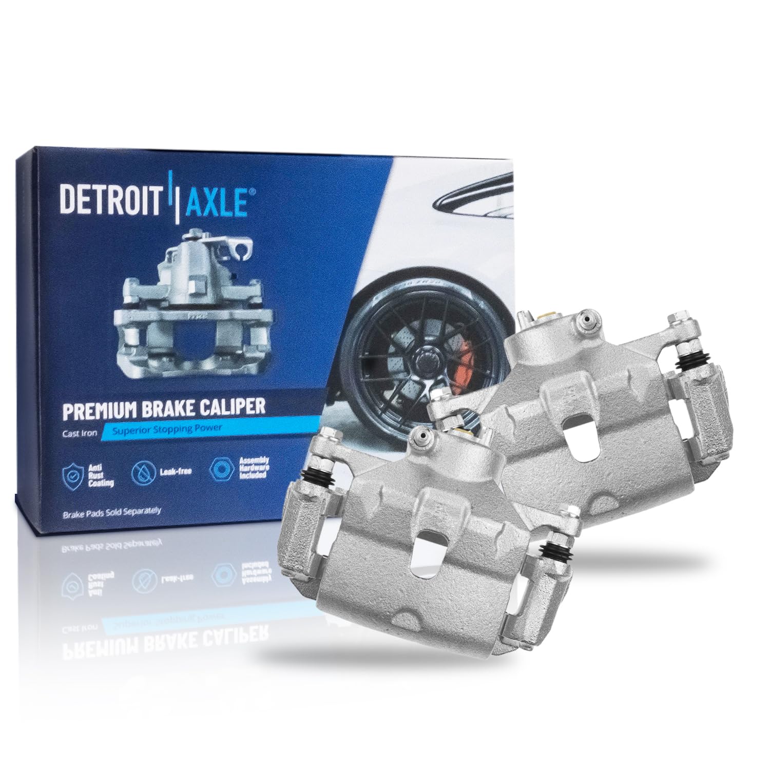 Detroit Axle - Pair Front Disc Brake Calipers w/Brackets Replacement