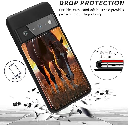 Miniatura 10 de Funda para Google Pixel 6 Pro con ranura para tarjetero, funda de piel sintética, doble cierre magnético y cubierta duradera a prueba de golpes,