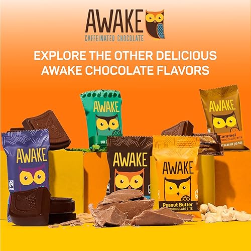 Miniatura 8 de AWAKE - Bocadillos de chocolate con cafeína - Alternativa al café - Bocadillos bajos en calorías - Barras energéticas de tamaño bocado - 50 mg de
