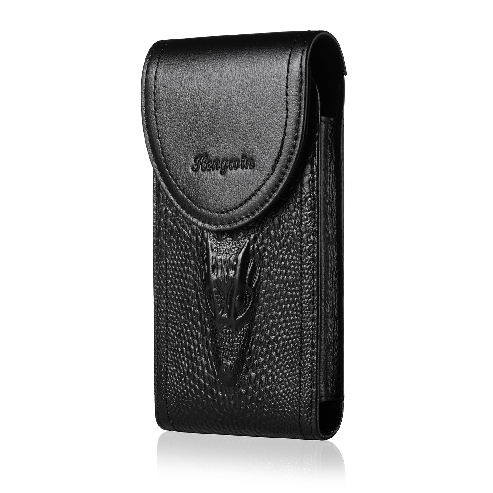 Custodia da cintura in vera pelle per iPhone 12 Pro Max con passante per cintura, supporto da cintura da uomo adatto per iPhone 12 Pro Max (adatta per telefono con custodia) (nero, L)