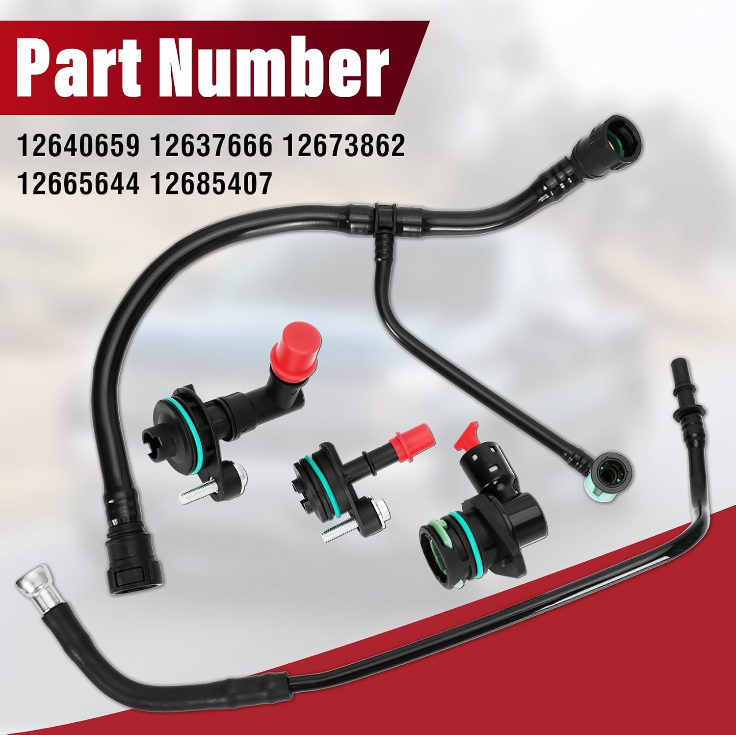 PCV Valve & Tube Repair Kit Compatible with Chevy Cruze 1.4L 2016-2019, Trax 1.4L 2019, Malibu 1.5L 2016-2024, 4-Cylinder Engine, Replace 12640659, 12637666, 12673862, 12665644