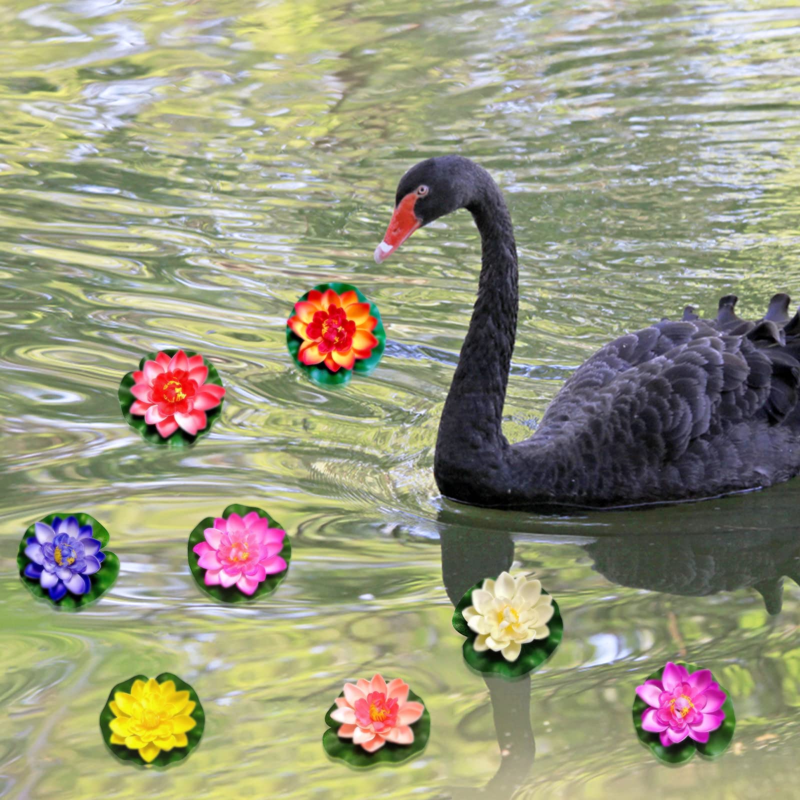 Fiori di Loto Artificiali, 8 Pezzi Fiore Artificiale Galleggiante, Fiore di Loto Artificiale, Fiore di Loto Galleggiante, Fiori Galleggianti Ninfee Finte Galleggianti per Laghetti Finti Galleggianti