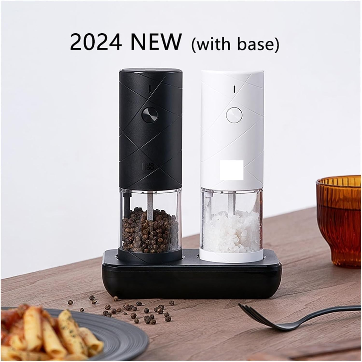 Electric Grinder for Spices, 2 Pack - Pepper, Salt, Seasonings Mill with Light & 6 Modes, Fast and Uniform Grinding, Kitchen Cooking Tool Set