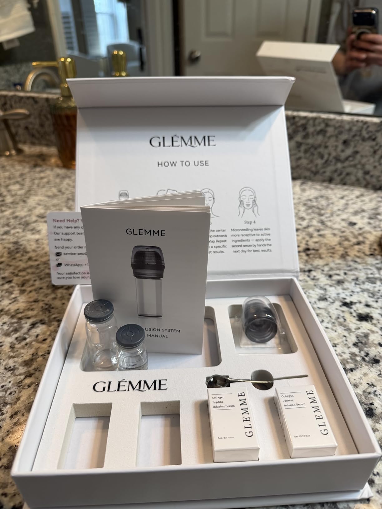 Glemme Micro Infusion System for Face & Neck, Titanium Needle Cosmetic Stamp Hydra Microneedling Serum - Peptides & Hyaluronic Acid Serum for All Skin Types, 0.25mm Home Infusion Set