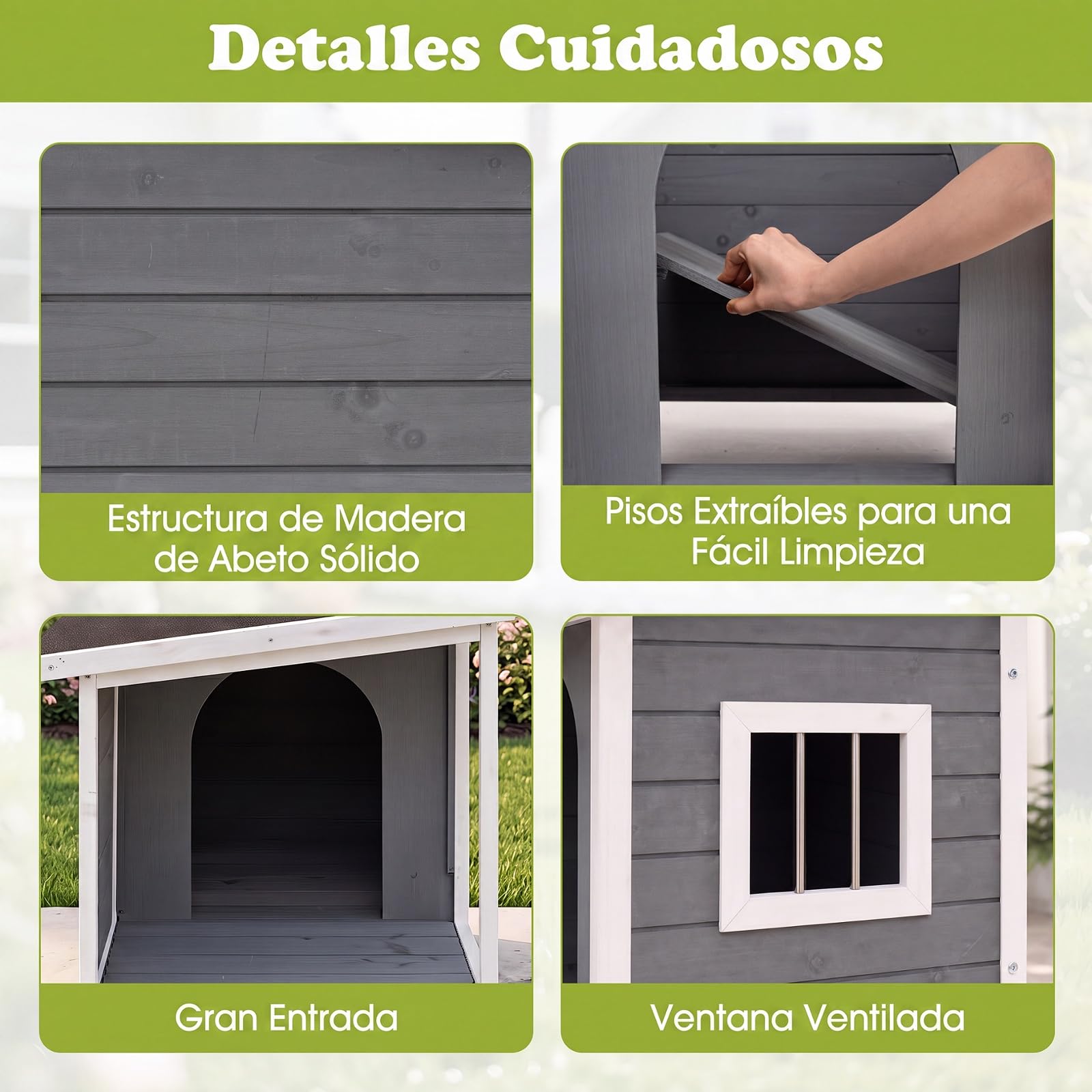 COSTWAY Casa para Mascotas Impermeable con Porche, 86 x 63 x 60 cm | Caseta para Perros con Techo de Asfalto Inclinado Abatible, Base Elevada y Ventana, Perrera Refugio para Interior Exterior