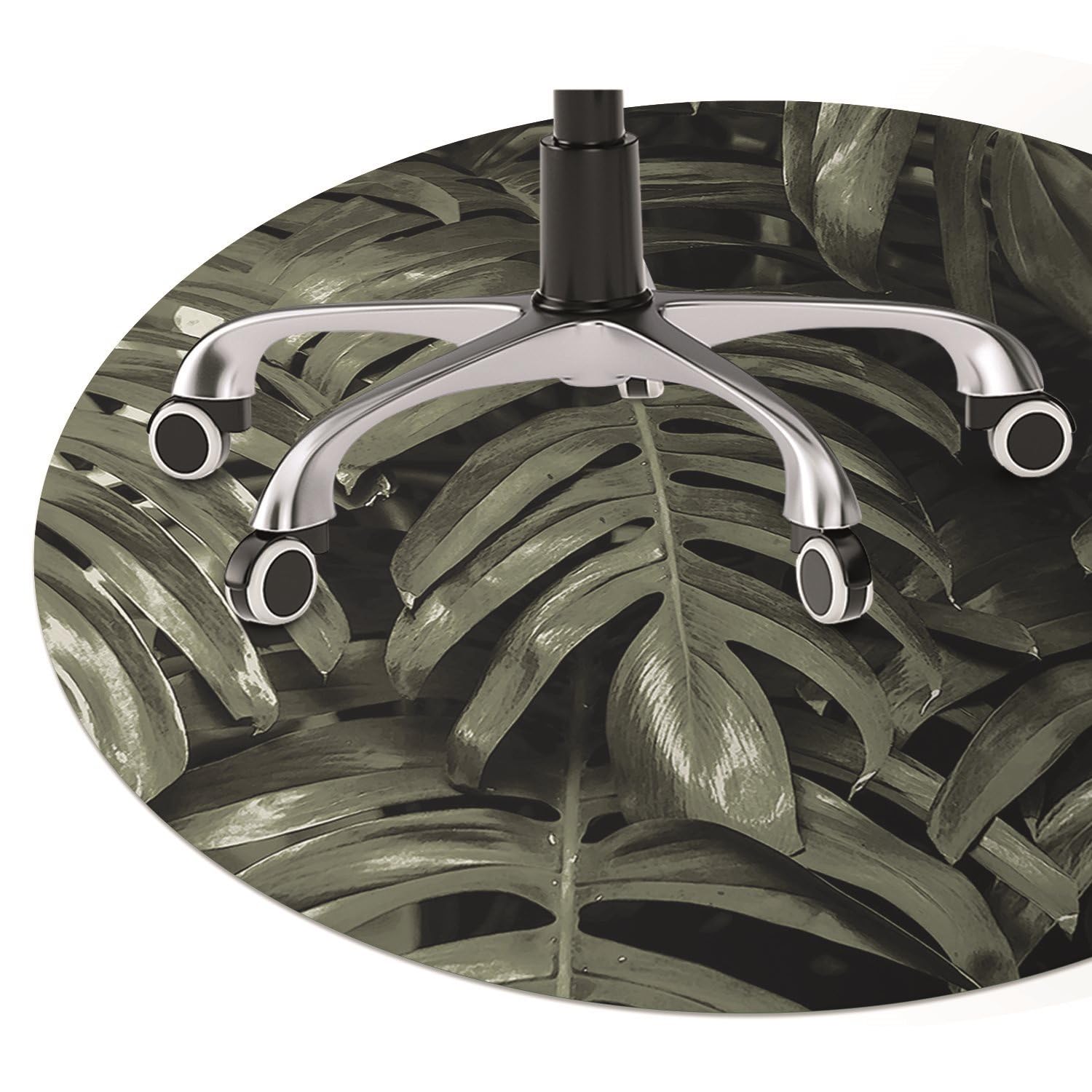 Tappeto Salvapavimento ø100 cm Antiscivolo Impermeabile Protezione di Pavimenti Rotondo Resistente ai Danni per Ufficio a Casa Facile da Pulire PVC Vinile - foglie di banano