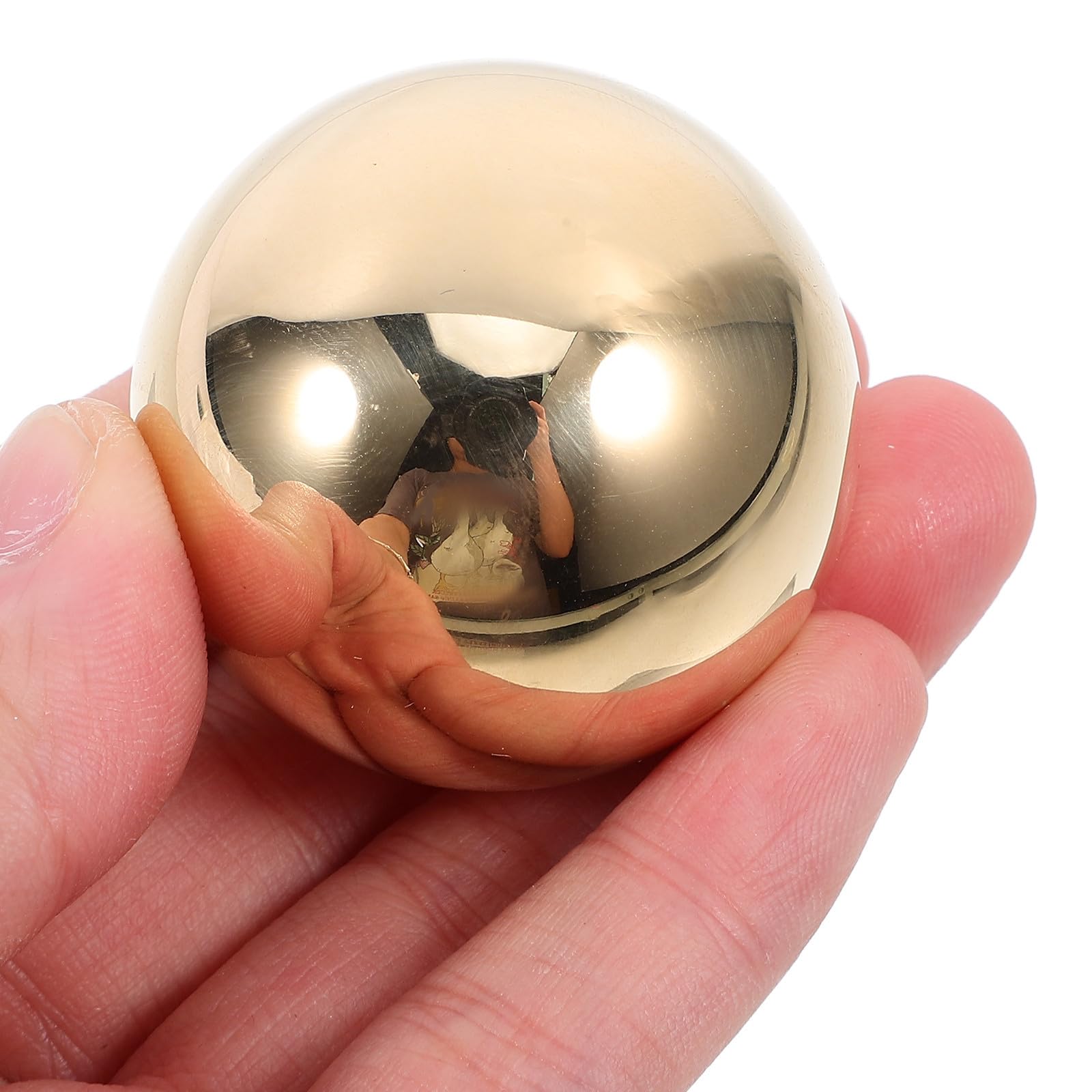 WOONEKY Handmassagebälle zur Handmassage und Entspannung tragbare Metallmassagekugeln 2 Stück aus Messing kleine Goldene Fitnessbälle für Erwachsene und Senioren
