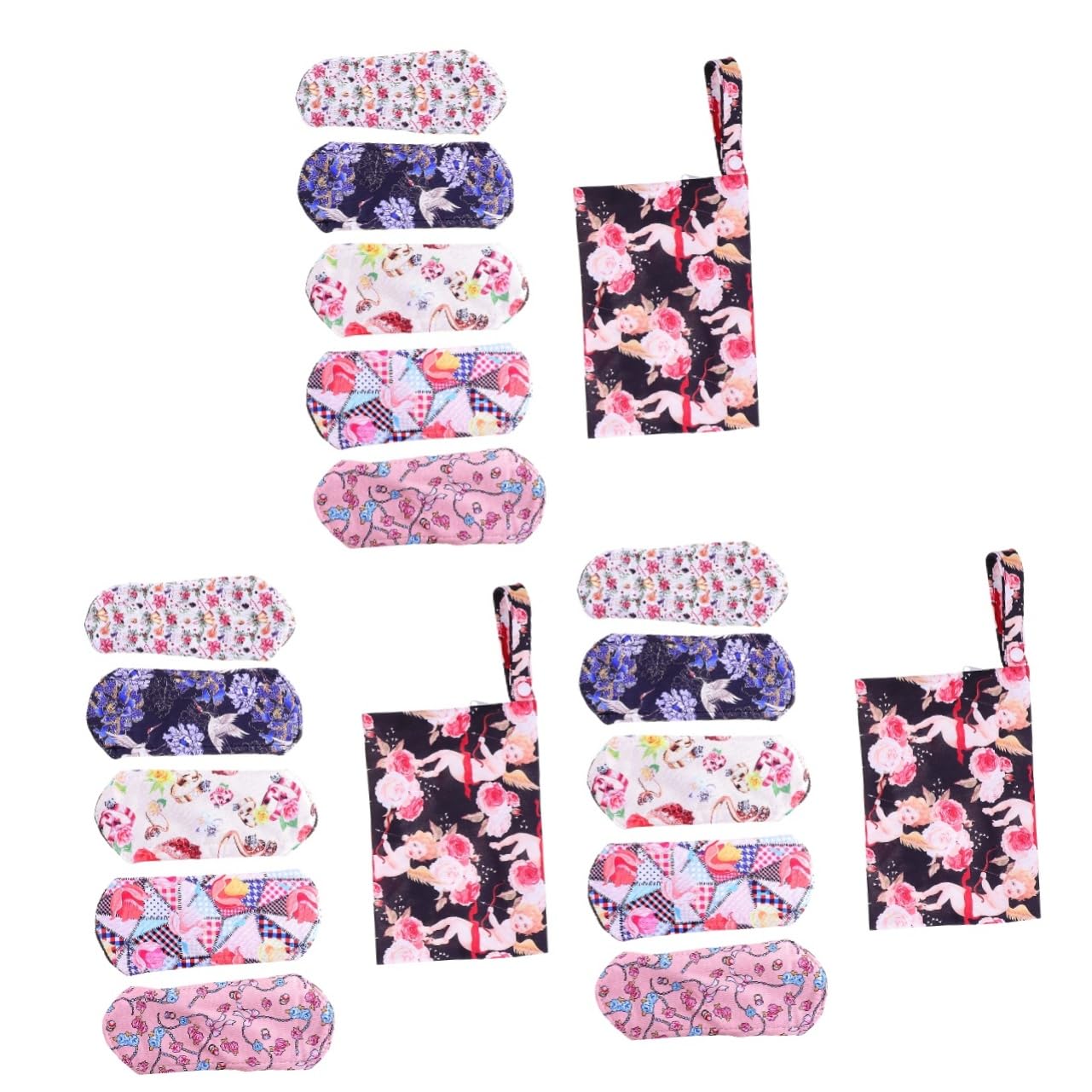 FOMIYES 3 Sätze Waschbare Tante-handtuchauflage Serviette Sanitär Wiederverwendbare Menstruationsbinde Waschbare Mama-pads Damenbinde Die Äußere Schicht Bedruckter Stoff 5 Stück * 3